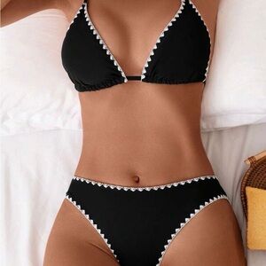 SHEIN Black and White Trim Bikini Set